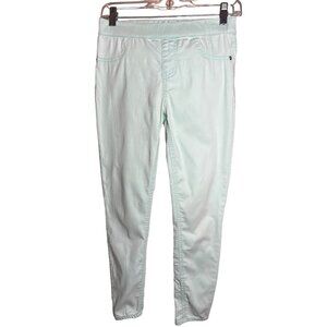 Justice women’s leggings size 14 mid rise light green pull on pockets straight l
